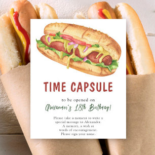 Waterverf HOT DOG Time Capsule 1e verjaardag Poster