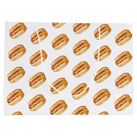 Waterverf Hot Dog Verjaardag Gift Bag – Grote BBQ  Groot Cadeauzakje (Achterkant)