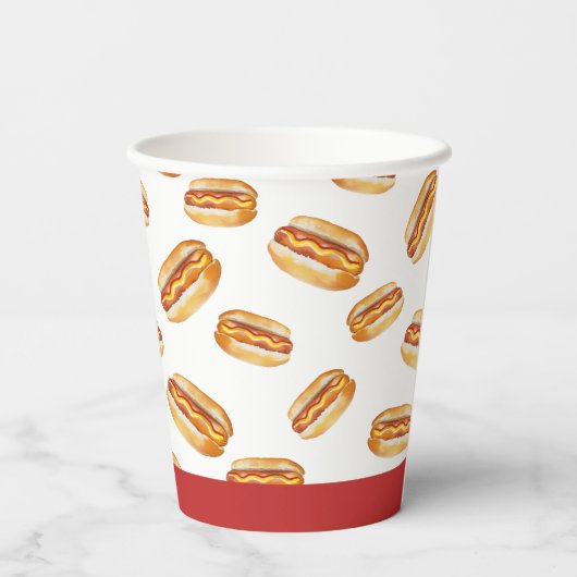 Waterverf Hot Dog Verjaardag Papieren Cups – Kinde Papieren Bekers (Achterkant)