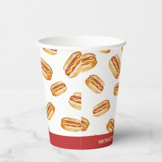 Waterverf Hot Dog Verjaardag Papieren Cups – Kinde Papieren Bekers (Rechts)