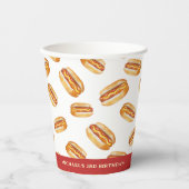 Waterverf Hot Dog Verjaardag Papieren Cups – Kinde Papieren Bekers (Voorkant)