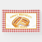 Waterverf Hot Dog Verjaardag Party Banner - Kinder (Horizontaal)