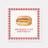 Waterverf Hot Dog Verjaardagsfeestje servetten - K (Voorkant)