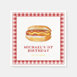 Waterverf Hot Dog Verjaardagsfeestje servetten - K