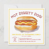 Waterverf Hot Dog Verjaardagsuitnodiging - Kinder  Kaart (Voorkant)