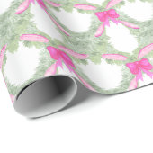 Waterverf Hot Pink Bow Garland Kerst Cadeaupapier (Rol Hoek)