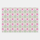 Waterverf Hot Pink Bow Ginger Jar Kerst Inpakpapier Vel (Voorkant 3)