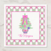 Waterverf Hot Pink Bow Ginger Jar Kerstboom Servet