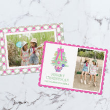 Waterverf Hot Pink Bow Ginger Jar Kerstfoto