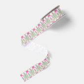 Waterverf Hot Pink Bow Ginger Jar Tree Kerstmis Grosgrain Lint (Achterkant)