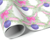 Waterverf Hot Pink Bow Ornament Kerst Cadeaupapier (Rol Hoek)