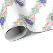 Waterverf Hot Pink Bow Ornament Kerst Cadeaupapier (Rol Hoek)