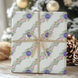 Waterverf Hot Pink Bow Ornament Kerst Cadeaupapier