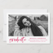 Waterverf Hot Pink Brush Script Graduation Party Kaart (Voorkant)