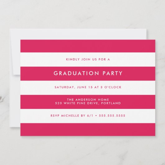 Waterverf Hot Pink Brush Script Graduation Party Kaart (Achterkant)