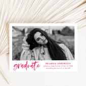 Waterverf Hot Pink Brush Script Graduation Party Kaart