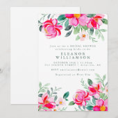 Waterverf "Hot Pink" Floral Vrijgezellenfeest Kaart (Voorkant / Achterkant)