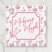 Waterverf Hot Pink Mahjong Cocktails Bedankjes Labels (Voorkant)