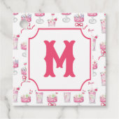 Waterverf Hot Pink Mahjong Cocktails Bedankjes Labels (Voorkant)