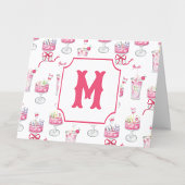 Waterverf Hot Pink Mahjong Cocktails Bedankkaart