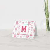 Waterverf Hot Pink Mahjong Cocktails Bedankkaart (Voorkant)