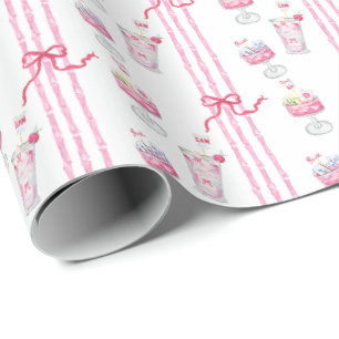 Waterverf Hot Pink Mahjong Cocktails Cadeaupapier