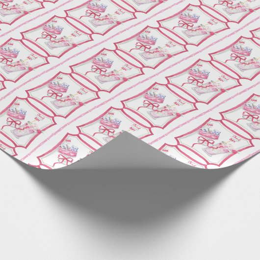 Waterverf Hot Pink Mahjong Cocktails Cadeaupapier (Hoek)