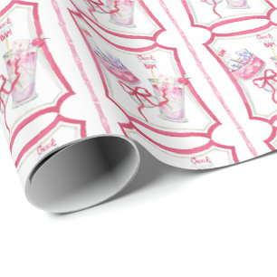 Waterverf Hot Pink Mahjong Cocktails Cadeaupapier