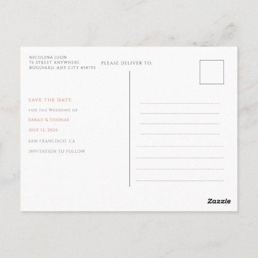 Waterverf Hot Pink Sinaasappel Floral Bewaar de da Briefkaart (Achterkant)