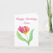 Waterverf Hot Pink Tulip Birthday Nana Kaart (Voorkant)