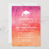 Waterverf Hot Roze en Oranje Afstuderen Kaart (Voorkant)