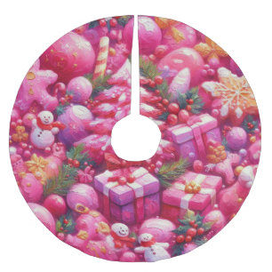 Waterverf Hot Roze Kerst Motieven Vakantie Kerstboom Rok