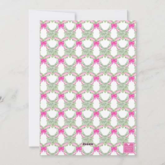 Waterverf Hot Roze Lint Gemberpot Kerstboom Feestdagenkaart (Achterkant)