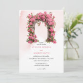 Waterverf Hot roze magenta rozen trouwboog Kaart (Staand voorkant)