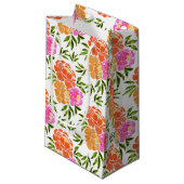 Waterverf Hot Roze Sinaasappel Bloemen Kleurrijk Klein Cadeauzakje (Voorkant Gekanteld)