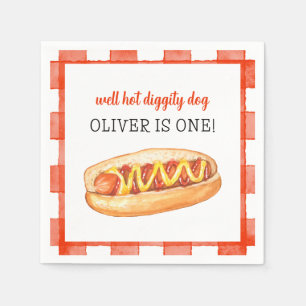 Waterverf Hotdog 1e Verjaardag Servet