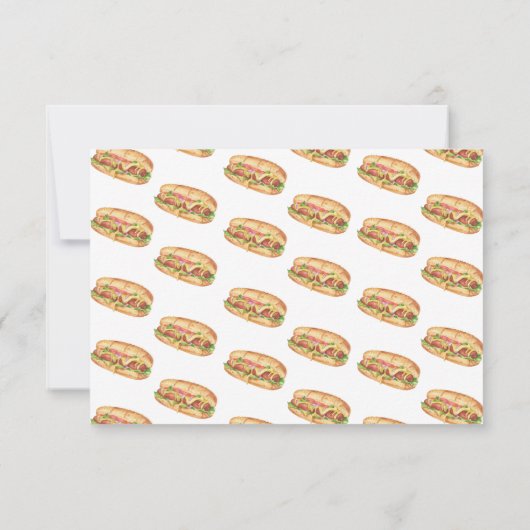 Waterverf hotdog eerste verjaardagsfeestje bedankkaart (Achterkant)