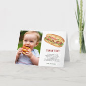 Waterverf Hotdog Eerste Verjaardagsfeestje Bedankkaart (Voorkant)