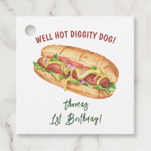 Waterverf Hotdog Kinderverjaardag Bedankjes Labels