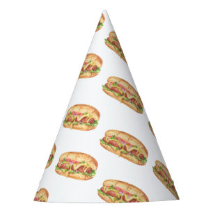 Waterverf Hotdog Kinderverjaardag Feesthoedjes