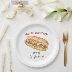Waterverf Hotdog Kinderverjaardag Papieren Bordje
