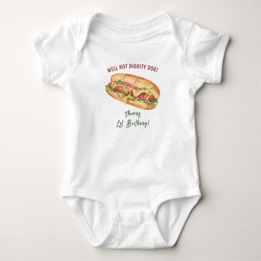 Waterverf Hotdog Kinderverjaardag Romper (Voorkant)