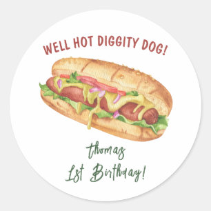 Waterverf Hotdog Kinderverjaardag Ronde Sticker