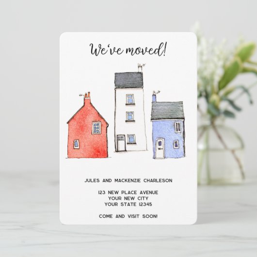 Waterverf House Change of Address Aankondiging (Staand voorkant)