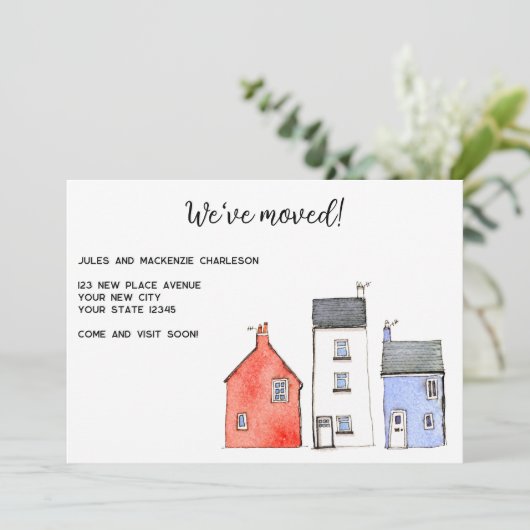 Waterverf House Change of Address Aankondiging (Staand voorkant)