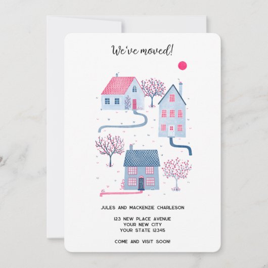 Waterverf House Change of Address Aankondiging (Voorkant)