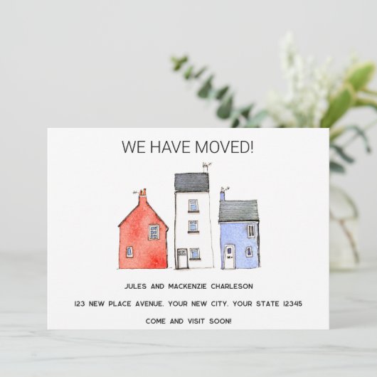 Waterverf House Change of Address Aankondiging (Staand voorkant)