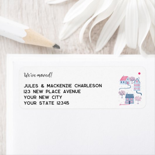 Waterverf House Change of Address Etiket (Insitu)