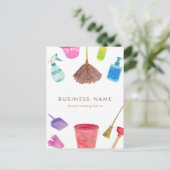 Waterverf House Cleaning Supplies Colorful Modern Briefkaart (Staand voorkant)