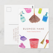 Waterverf House Cleaning Supplies Colorful Modern Briefkaart (Voorkant / Achterkant)